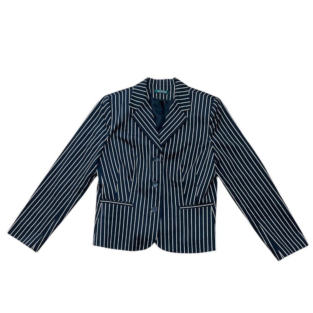 Ralph Lauren Black Blazer with Cream Stripes size:14